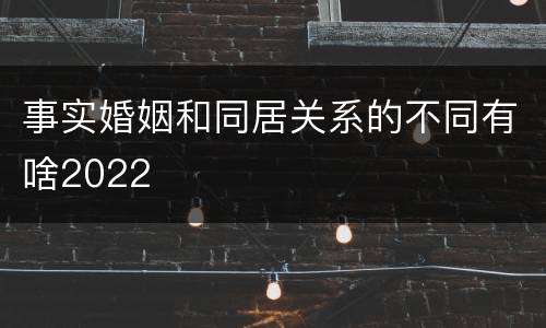 事实婚姻和同居关系的不同有啥2022