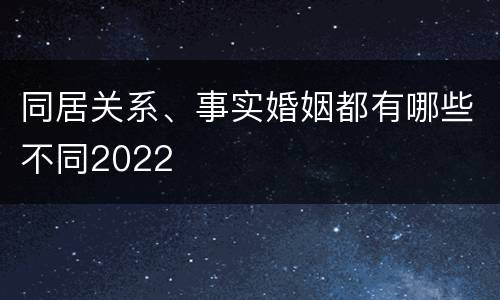 同居关系、事实婚姻都有哪些不同2022
