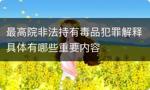 最高院非法持有毒品犯罪解释具体有哪些重要内容