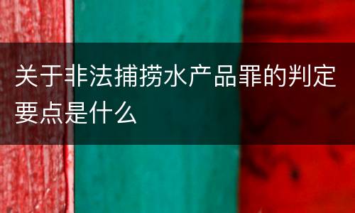 关于非法捕捞水产品罪的判定要点是什么