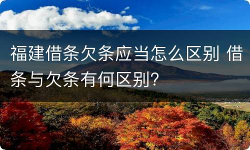 福建借条欠条应当怎么区别 借条与欠条有何区别?