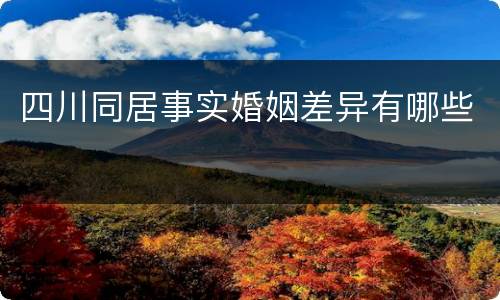 四川同居事实婚姻差异有哪些