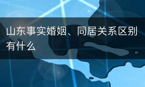 山东事实婚姻、同居关系区别有什么