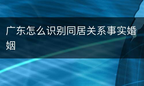 广东怎么识别同居关系事实婚姻