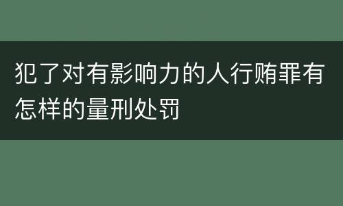 犯了对有影响力的人行贿罪有怎样的量刑处罚