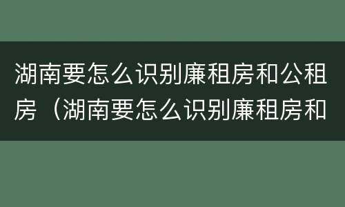 湖南要怎么识别廉租房和公租房（湖南要怎么识别廉租房和公租房呢）