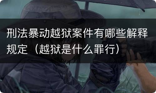 刑法暴动越狱案件有哪些解释规定（越狱是什么罪行）