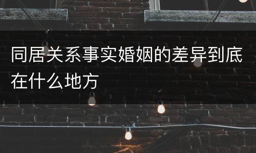 同居关系事实婚姻的差异到底在什么地方