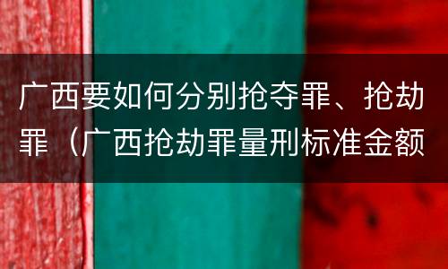 广西要如何分别抢夺罪、抢劫罪（广西抢劫罪量刑标准金额）
