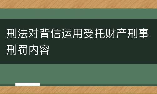 刑法对背信运用受托财产刑事刑罚内容