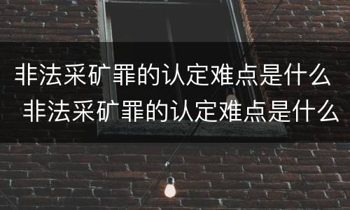 非法采矿罪的认定难点是什么 非法采矿罪的认定难点是什么意思