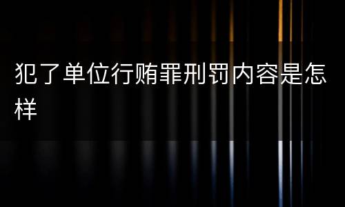 犯了单位行贿罪刑罚内容是怎样