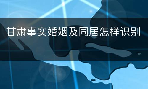 甘肃事实婚姻及同居怎样识别