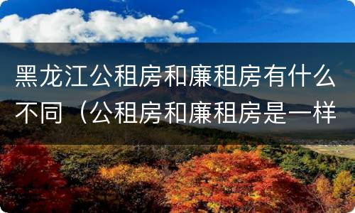 黑龙江公租房和廉租房有什么不同（公租房和廉租房是一样的吗）
