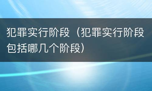 犯罪实行阶段（犯罪实行阶段包括哪几个阶段）