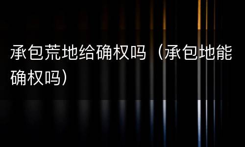 承包荒地给确权吗（承包地能确权吗）