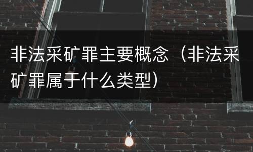 非法采矿罪主要概念（非法采矿罪属于什么类型）