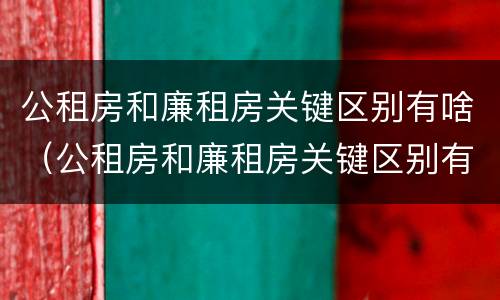 公租房和廉租房关键区别有啥（公租房和廉租房关键区别有啥影响）