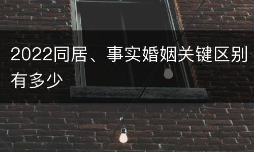 2022同居、事实婚姻关键区别有多少