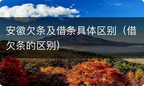 安徽欠条及借条具体区别（借欠条的区别）