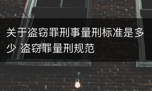 关于盗窃罪刑事量刑标准是多少 盗窃罪量刑规范
