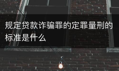 规定贷款诈骗罪的定罪量刑的标准是什么