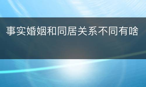 事实婚姻和同居关系不同有啥