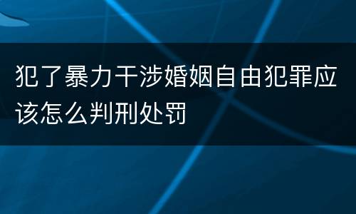 犯了暴力干涉婚姻自由犯罪应该怎么判刑处罚