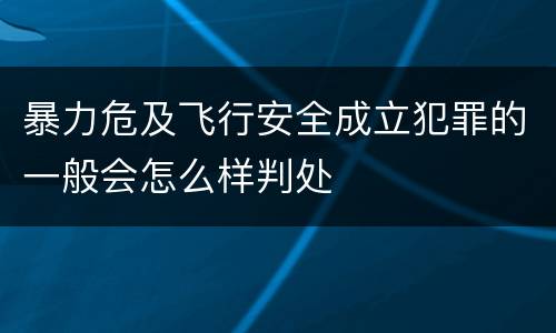 暴力危及飞行安全成立犯罪的一般会怎么样判处