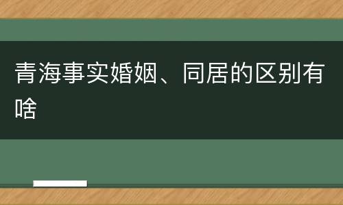 青海事实婚姻、同居的区别有啥