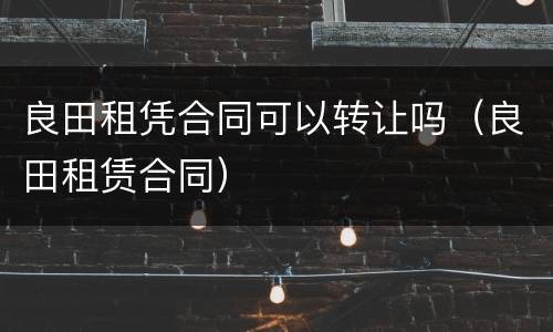 良田租凭合同可以转让吗（良田租赁合同）