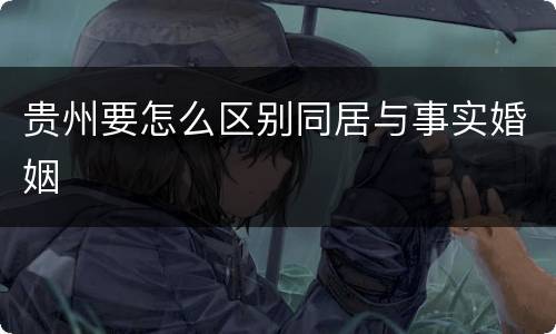 贵州要怎么区别同居与事实婚姻