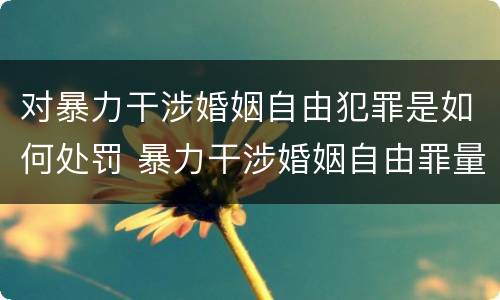对暴力干涉婚姻自由犯罪是如何处罚 暴力干涉婚姻自由罪量刑