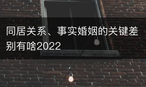 同居关系、事实婚姻的关键差别有啥2022