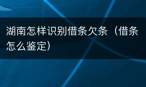 湖南怎样识别借条欠条（借条怎么鉴定）