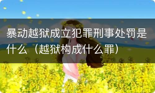 暴动越狱成立犯罪刑事处罚是什么（越狱构成什么罪）
