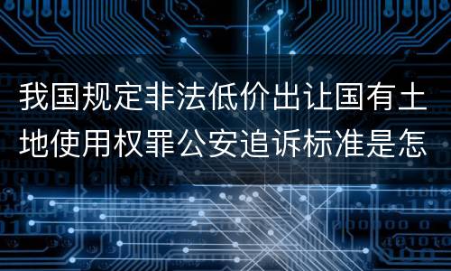 我国规定非法低价出让国有土地使用权罪公安追诉标准是怎么规定