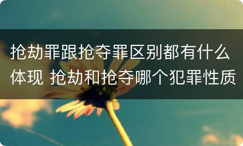 抢劫罪跟抢夺罪区别都有什么体现 抢劫和抢夺哪个犯罪性质严重