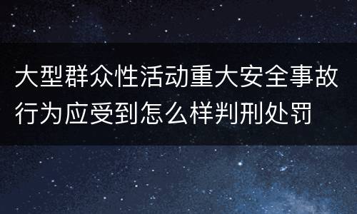 大型群众性活动重大安全事故行为应受到怎么样判刑处罚
