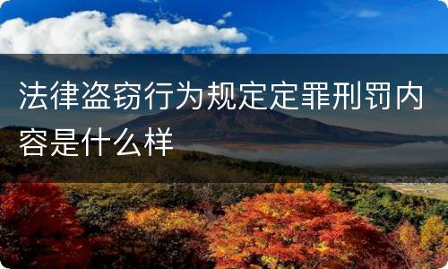 法律盗窃行为规定定罪刑罚内容是什么样