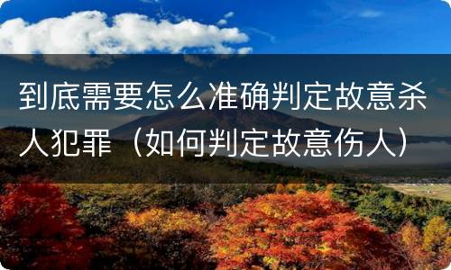 到底需要怎么准确判定故意杀人犯罪（如何判定故意伤人）