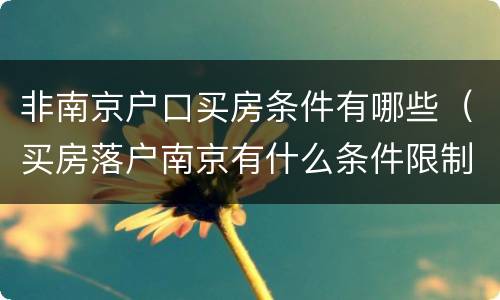 非南京户口买房条件有哪些（买房落户南京有什么条件限制）