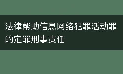 法律帮助信息网络犯罪活动罪的定罪刑事责任