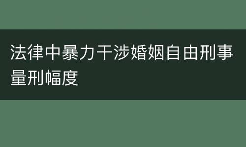 法律中暴力干涉婚姻自由刑事量刑幅度