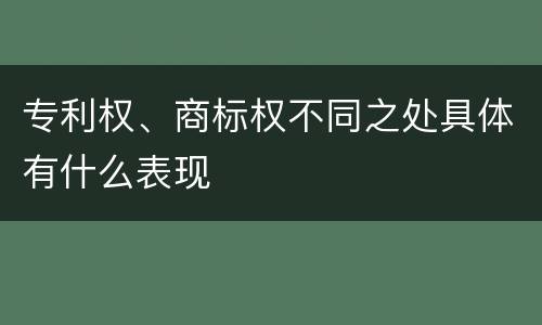 专利权、商标权不同之处具体有什么表现