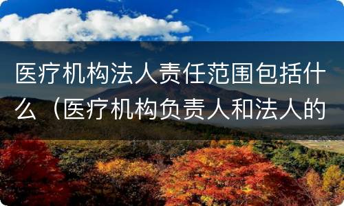 医疗机构法人责任范围包括什么（医疗机构负责人和法人的责任承担）