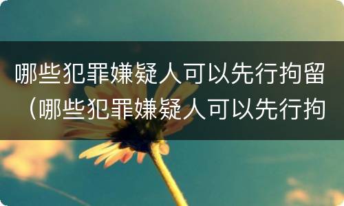 哪些犯罪嫌疑人可以先行拘留（哪些犯罪嫌疑人可以先行拘留）