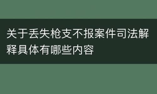 关于丢失枪支不报案件司法解释具体有哪些内容