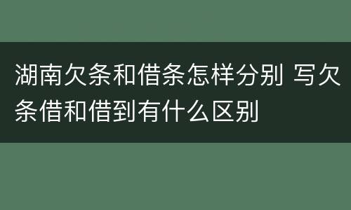 湖南欠条和借条怎样分别 写欠条借和借到有什么区别