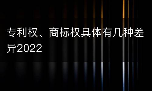 专利权、商标权具体有几种差异2022